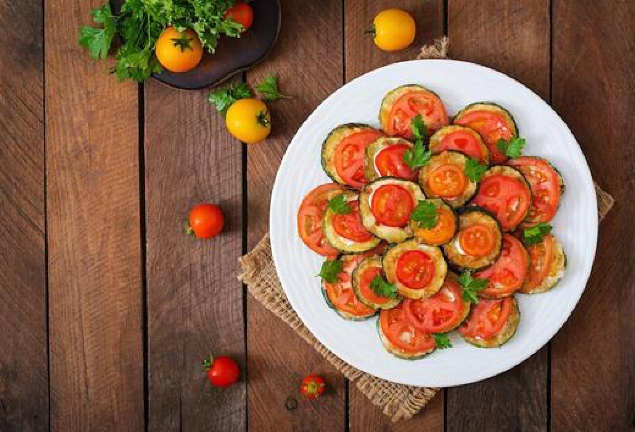 Baked Zucchini with Parmesan and Tomato